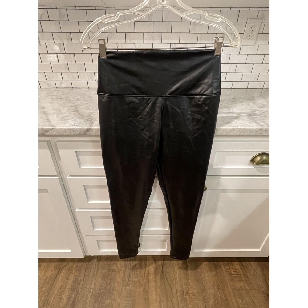 Hot Kiss Leggings Womens Medium Black Faux Leather High Rise Stretch Pants